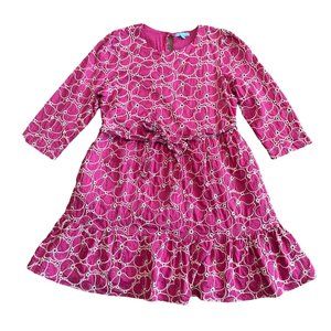 Draper James RSVP Bright Pink Embroidered Dress A-Line Ruffle Size Large Women's